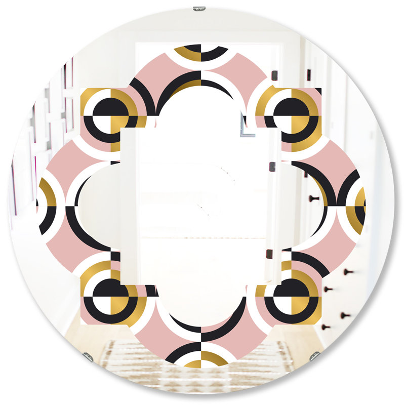 Miroir mural Quatrefoil Glam, H 31,5 po x l 31,5 po, Circulaire géométrique quadrilobe I