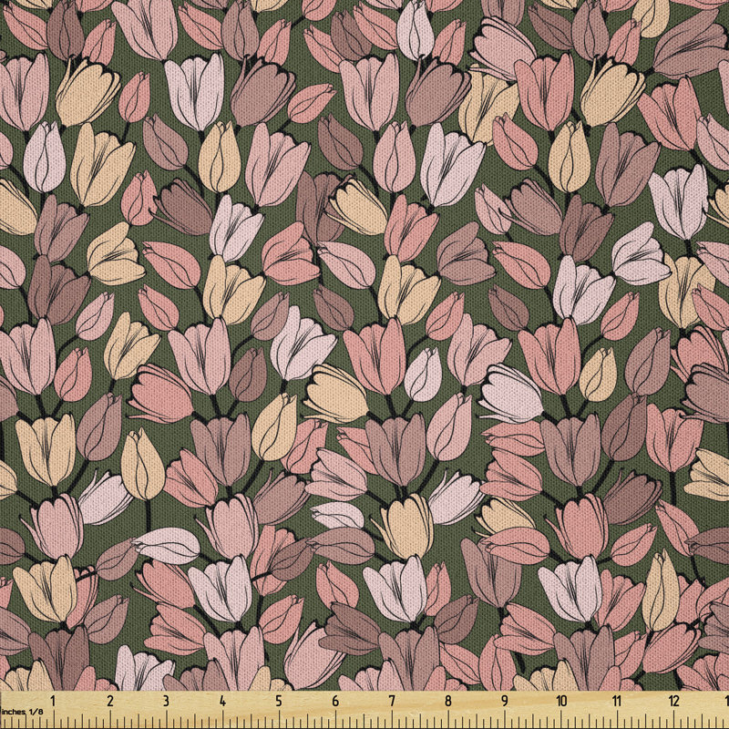 Dabriyon Retro Tulips Springtime Garden Park Seasonal Fabric