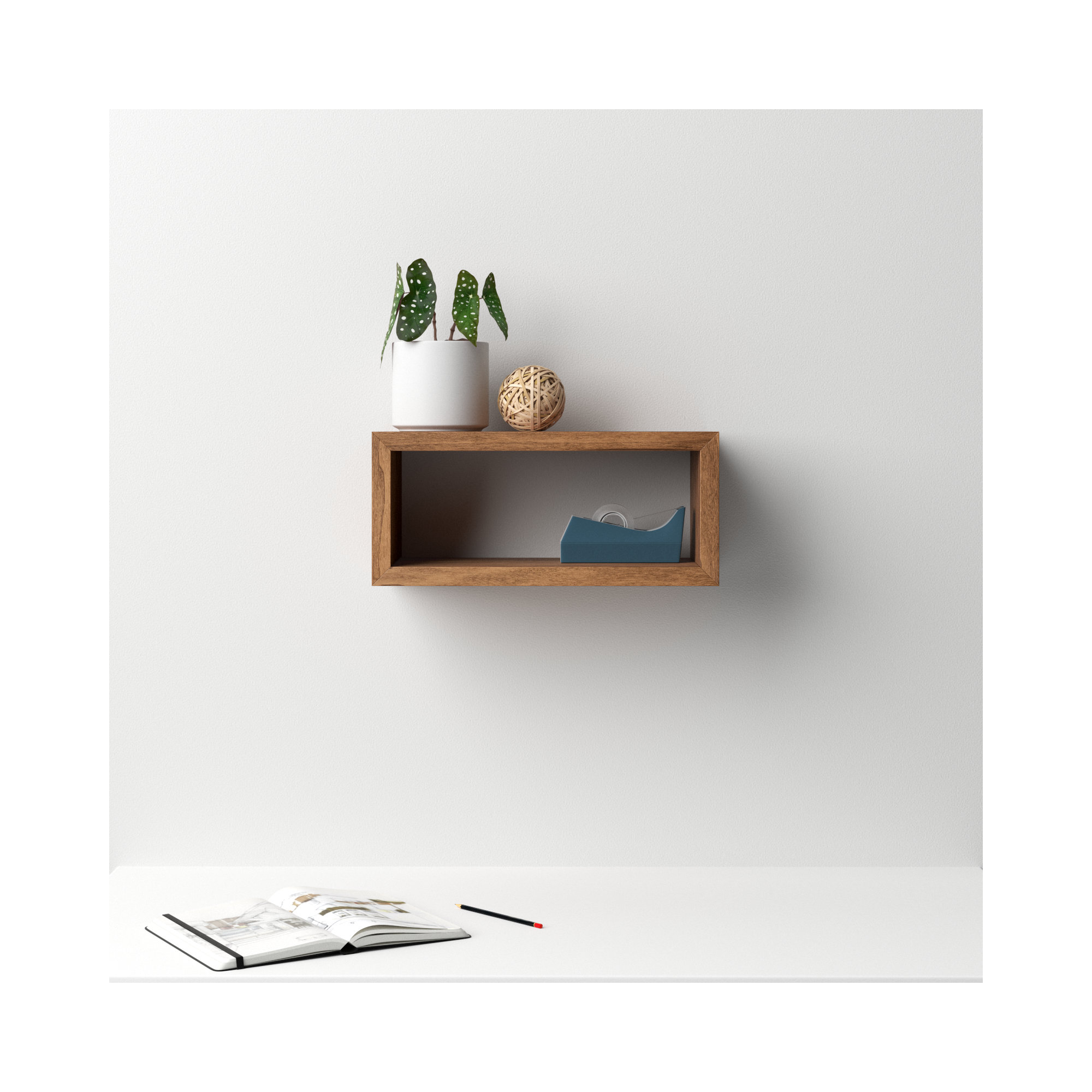 Robin Rectangle Solid Wood Floating Shelf , 8" H x 18" W x 8" D, Rustic Brown