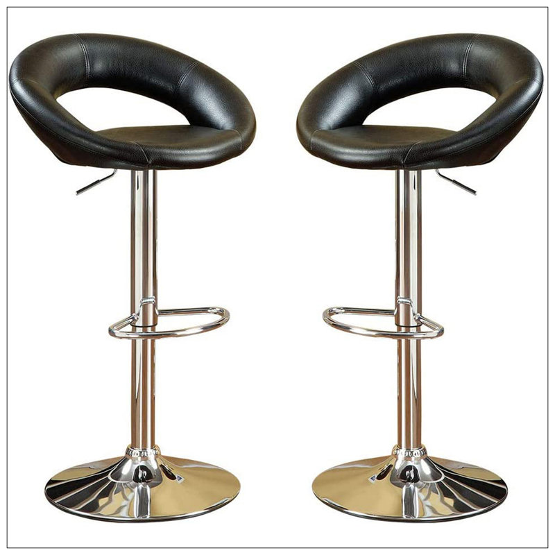 Ensemble de 2 chaises à hauteur réglable en similicuir, Noir, noir, noir, noir