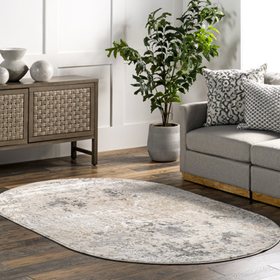 Tapis beige moderne tissé à la machine