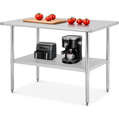 Table de préparation en acier inoxydable avec tablette à 2 niveaux NSF, table de travail à hauteur réglable pour la cuisine