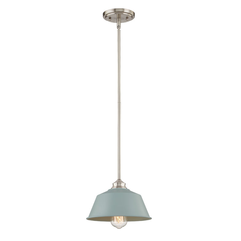 Luminaire suspendu bol simple à 1 lumière Winder, Bleu clair, Nickel satiné