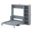 Lit escamotable avec bureau, lit escamotable mural en bois avec bureau, cadre de lit mural peu encombrant avec tablettes de rangement-83938722-83938725