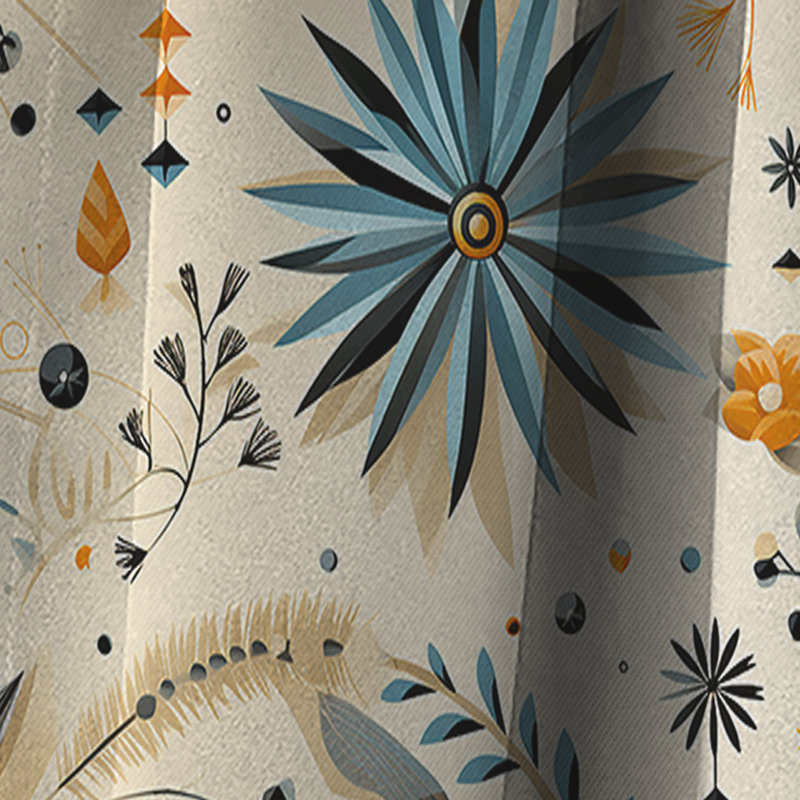Nomadic Serenity Boho Motif III - Rideau floral - Rideau floral occultant en velours - 1 panneau, L 52 po x L 84 po