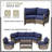 2-Piece Patio Wicker Sectional Seating Group Sofa, Metal Curved Armrest-1075571313