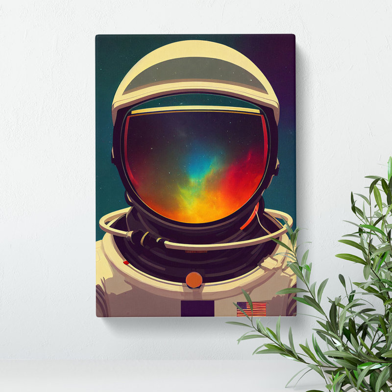 Astronaut Helmet - Wrapped Canvas, 50cm H x 35cm W x 3cm D