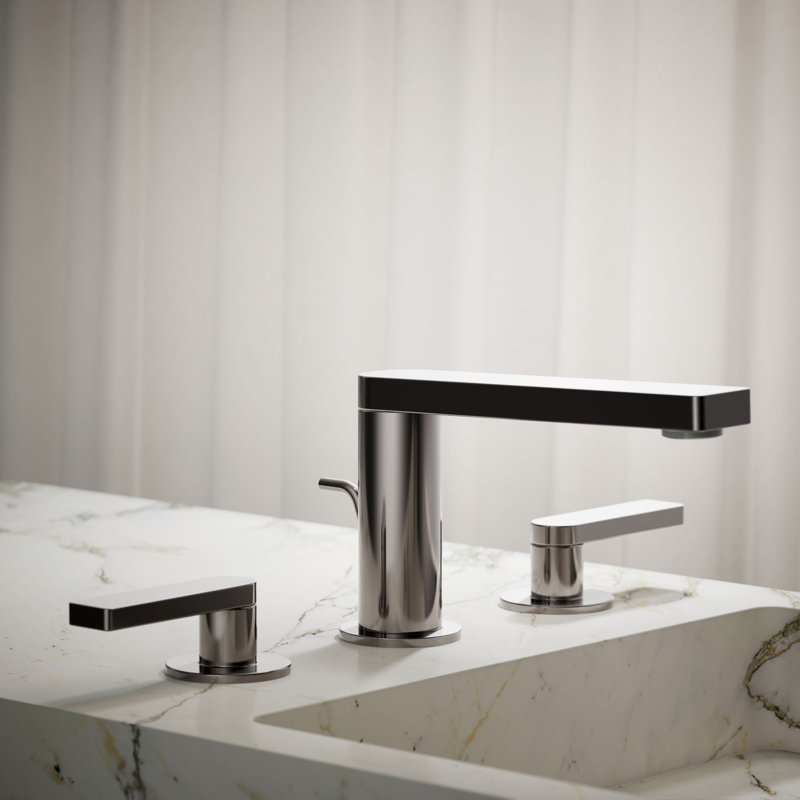 Composed Widespread Bathroom Faucet with Drain Assembly, Vibrant Titanium