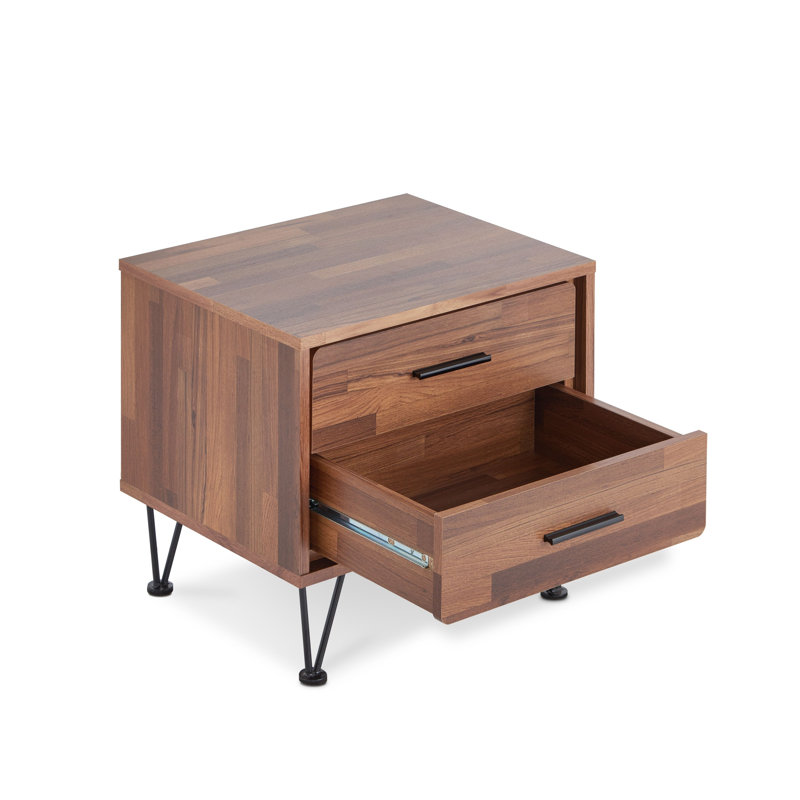 Table d'appoint Deoss Deoss, Bois brun foncé, Noir