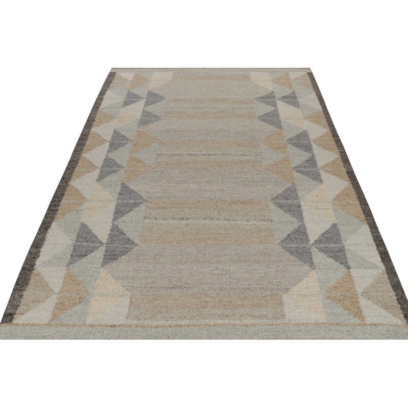 Scandinavian Wool Geometric Area Rug, Rectangle 10' x 14'