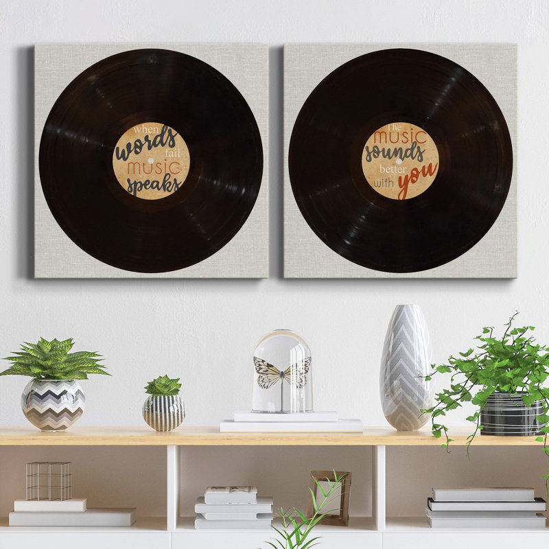 «Music Speaks» - ensemble de 2 reproductions sur toiles tendues, H 10 po x l 10 po x P 1 po
