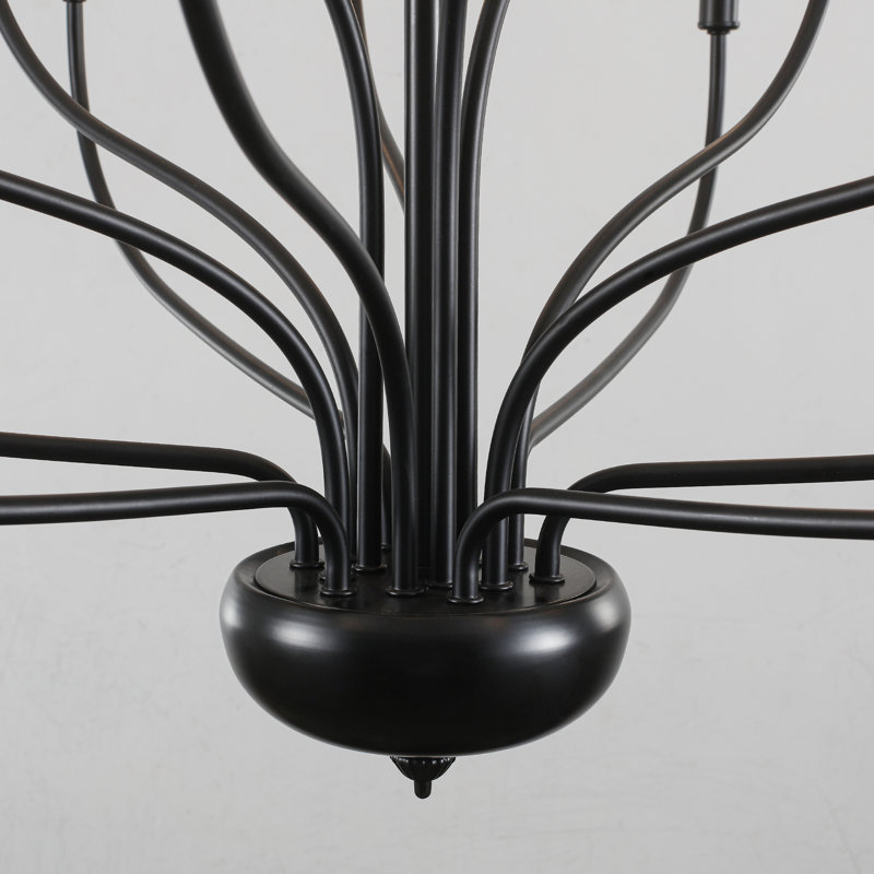 Lustre de style bougie Sebron 9/12, Noir mat, 15 Lights