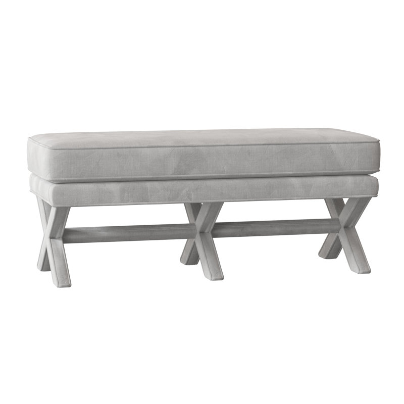 Banc rembourré Cayden, Bella en velours performance blanc