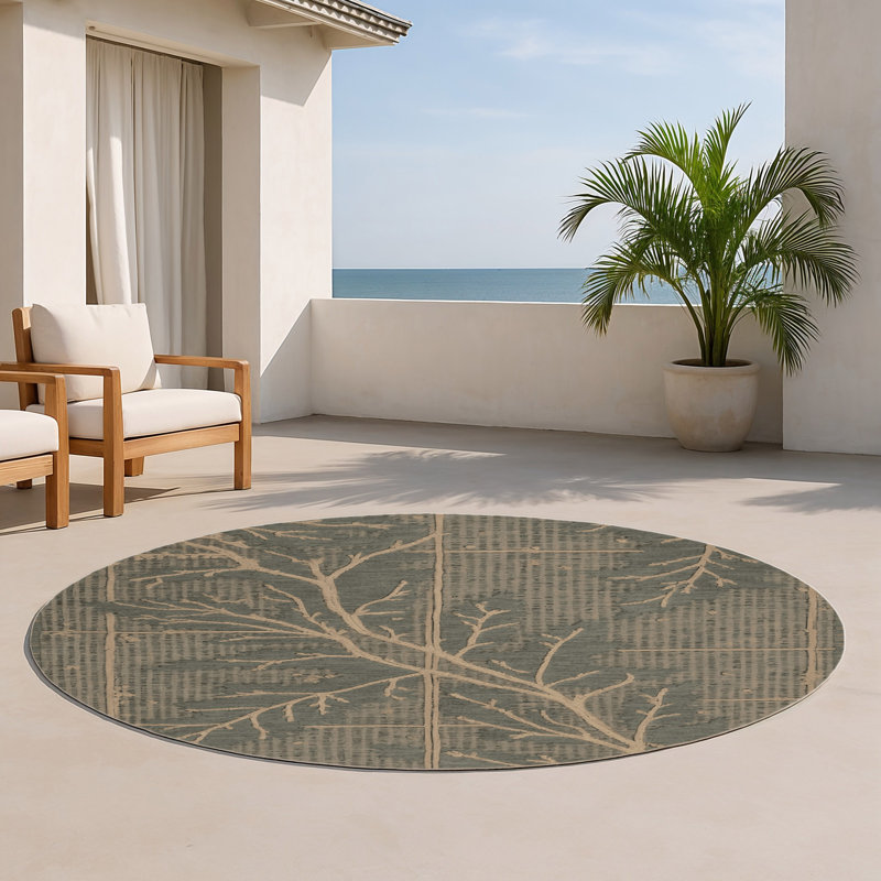 Tapis intérieur et extérieur gris Nature, Rond 5 pi