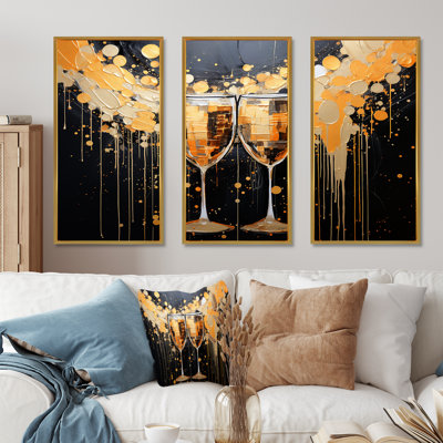 Gold And Black Champagne Essence  Champagne Wall Art