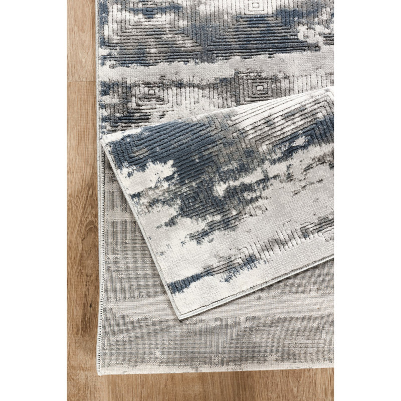 Art And Modern Style Grey Runner Rug, 31 In. Wide, 118 Deep, Pet Safe Casual X In., 0.43 Pile Height, Stain
