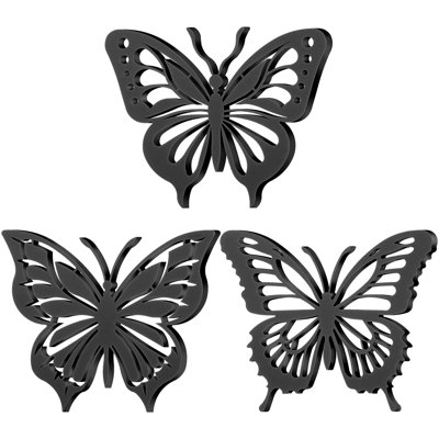 Cast Iron Trivets for Hot Dishes 8 Inch Cast Iron Trivets for Dutch Oven Wood Stove Pots and Pans Hot Pan Holder Dutch Oven Accessories for Pans Pots Dishes or Teapot, 3 Pcs, Butterfly