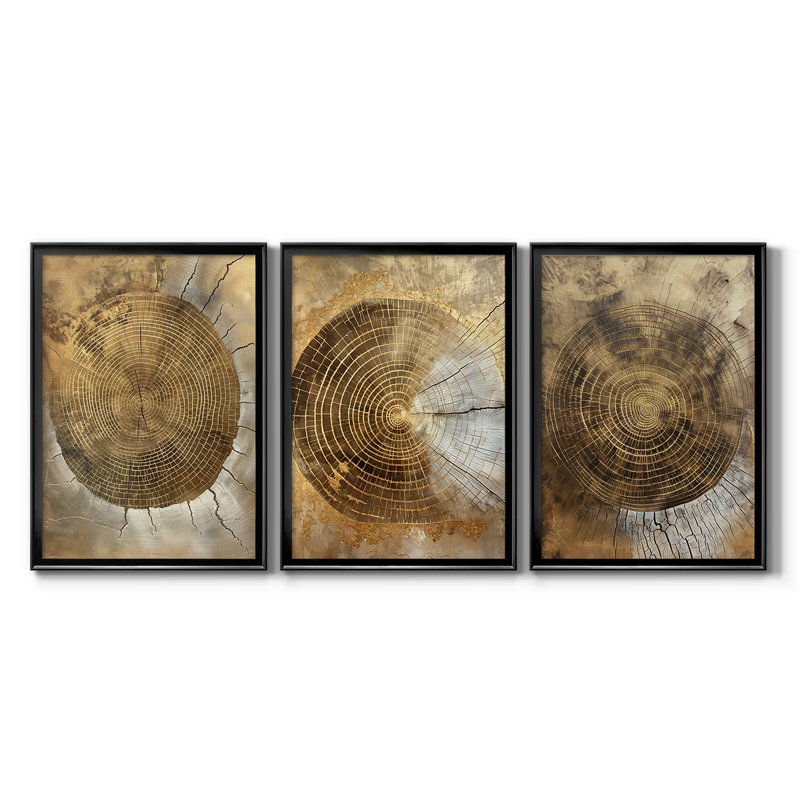 Série ABSTRACT CCXI - Toile tendue avec châssis encadré - 3 pièces, Noir, H 21 po x l 30 po
