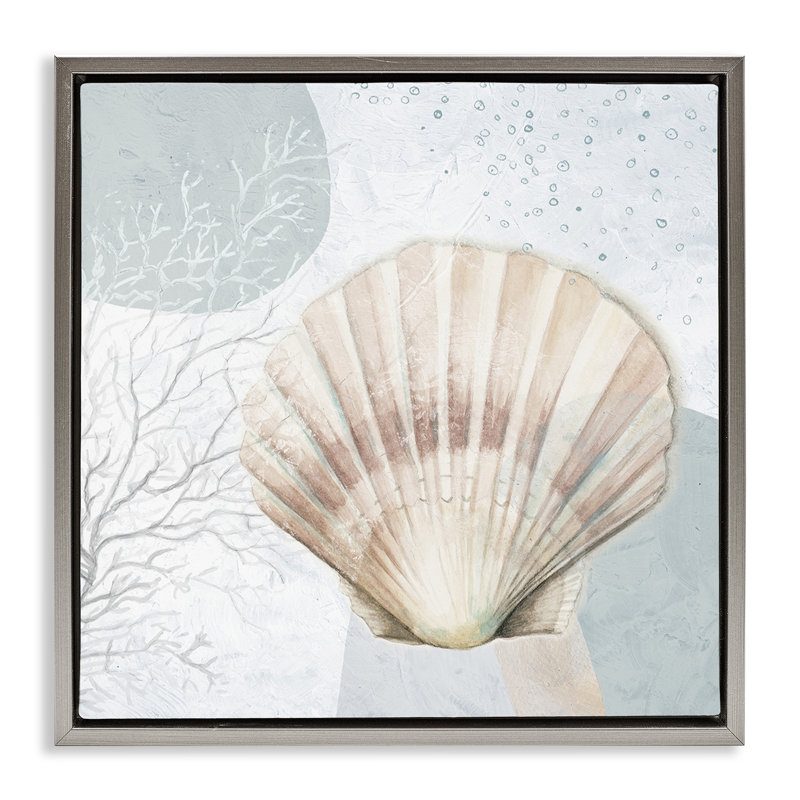 «Seashell Circle», art mural encadré flottant par Patricia Pinto, Cadre flottant gris lustré, H 18 po x l 18 po