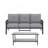 2 Piece Outdoor Patio Set, 70” All-Weather Metal 3-Seat Metal Patio Sofa And Rectangular Coffee Table , Black Frame With Gray Cushions-1904863642-1904863643