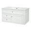 Meuble de salle de bain suspendu moderne avec 2 tiroirs et rangement basculant blanc