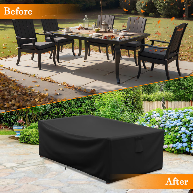 Breathable Patio Table Set Cover Waterproof Rectangular Outdoor Table Cover, 27.5" H x 62" W x 42" D