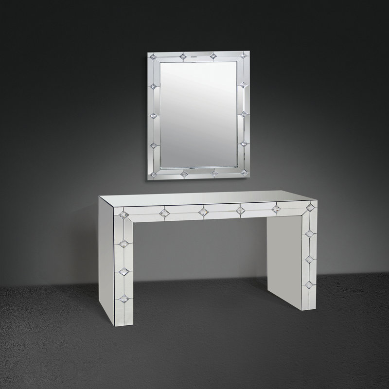 Console Hessa avec miroir et faux strass pour le salon - miroir