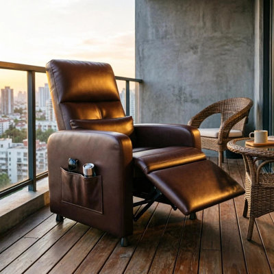 Power Lift Recliner Chair with Massage & Heat, USB Port, Overstuffed Seat, Brown