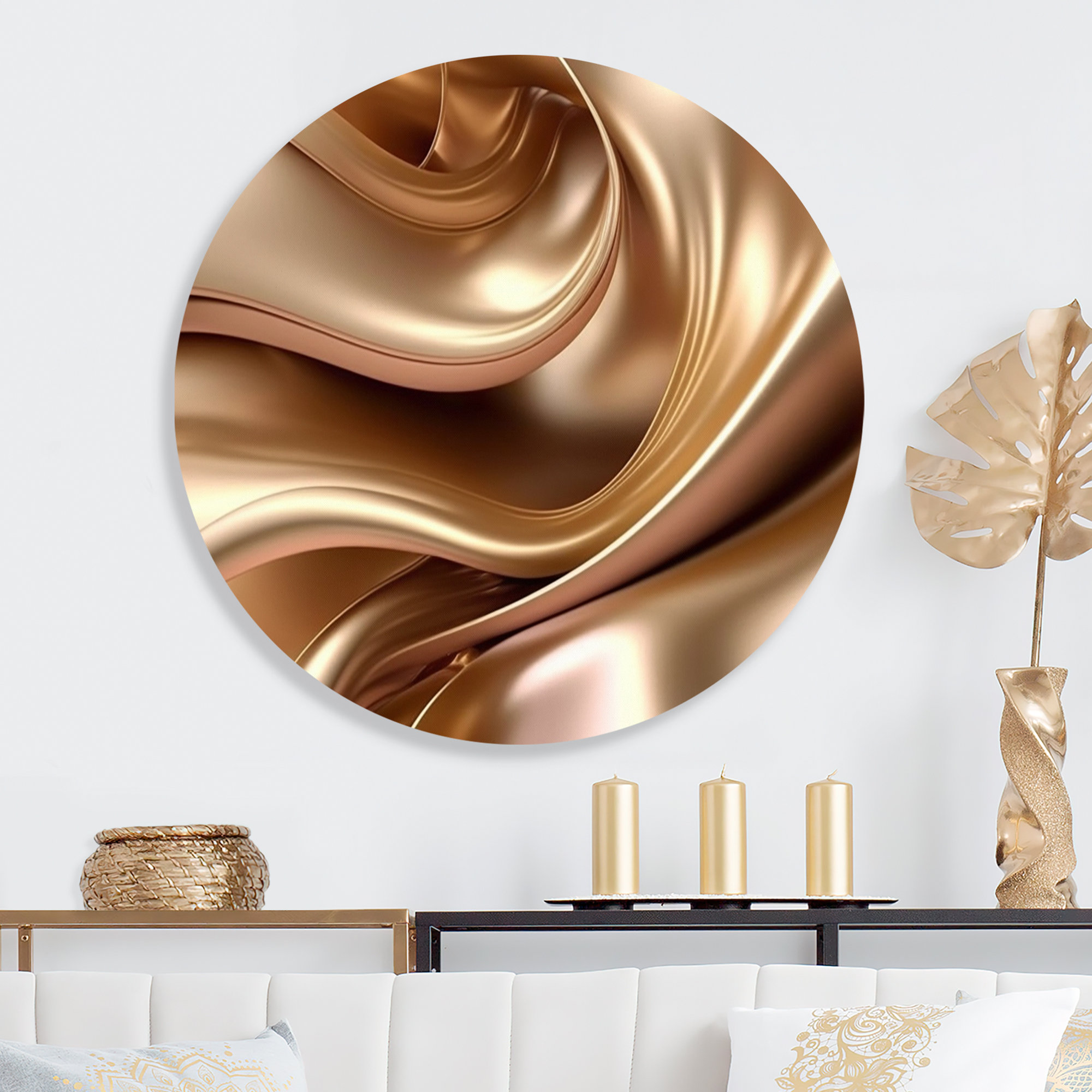 Smooth Liquid Gold in Soft Shades of Gold and Taupe II - Unframed Print Mercer41 Size: 16 W x 16 H