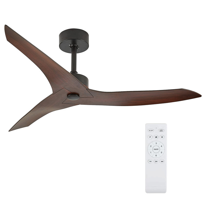 Ventilateur de plafond 52 "sans lumière avec télécommande, 3 pales ABS Farmhouse Ventilateur de plafond réversible à moteur à courant continu 6 vitesses pour salon, chambre à coucher, cuisine