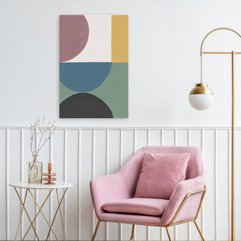 Mid-Century moderne et minimaliste coloré abstrait rétro V, H 24 po x l 16 po
