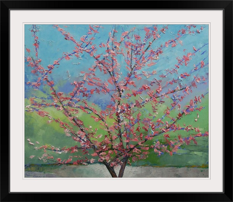 « eastern redbud tree » par michael cri-impression, H 28 po x l 32 po x P 1 po, Cadre noir