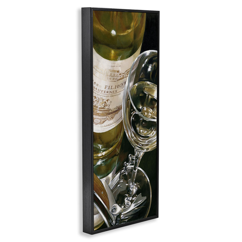 Giclée encadrée de vin blanc, design par Stefano Ferreri, H 24 po x l 10 po, Giclée encadrée noir minuit