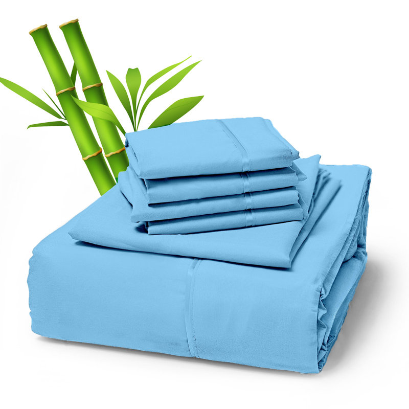 Premium Rayon From Bamboo Blend Sheet Set With Deep Pockets, Cooling and Breathable, Queen Sheet Set with 4 Pillowcases