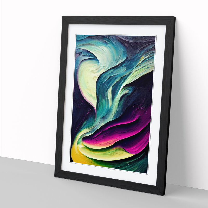 Northern Lights Painting Vol.1 1 Piece Single Picture Frame Wall Art, 64cm H x 46cm W, Walnut