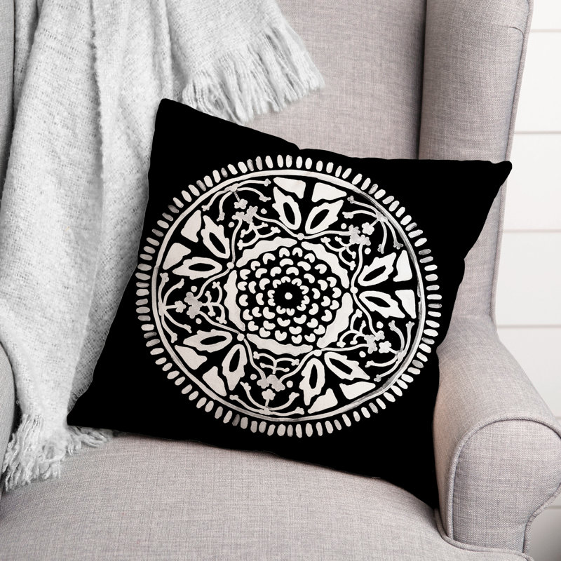 Housse et insert de coussin extérieur d'extérieur, Noir, Floral 3