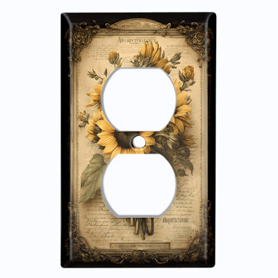 Couvercle de plaque d'interrupteur en métal; Bascule gothique US de taille standard à 4 bandes US - tournesol rétro