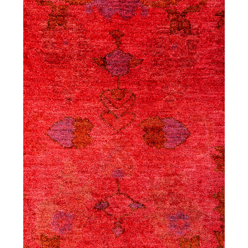 Overdyed Hand-Knotted Wool Modern-Contemporary Pink Area Rug 9' 1" x 11' 10"