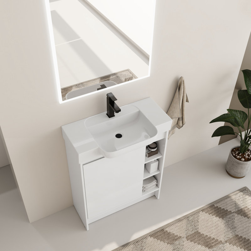 Denston 28" Free-standing Single Bathroom Vanity Set, White
