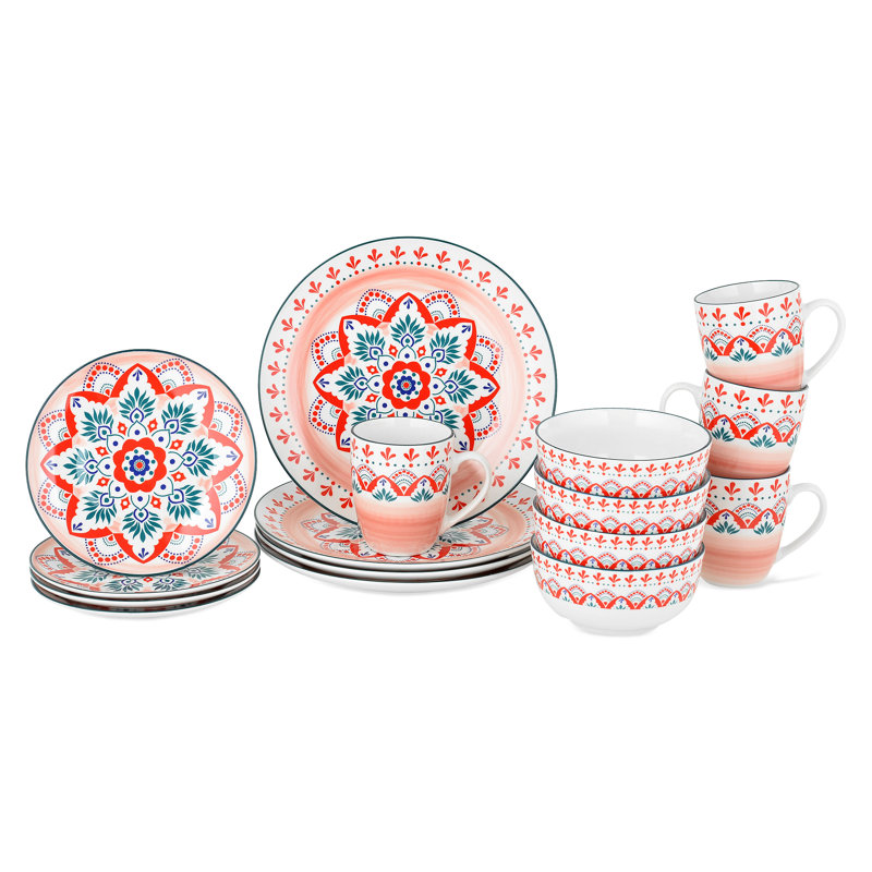 Argie Porcelain China Dinnerware Set 16 Piece - Service for 4