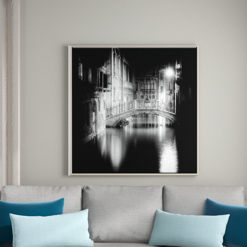 Bridge In Venice - No Frame Print on Glass, Timber Framed, 61cm H x 61cm W