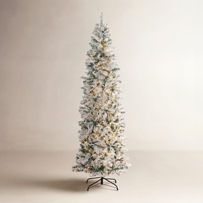 Frosted Pre-Lit Slim Pine Christmas Tree