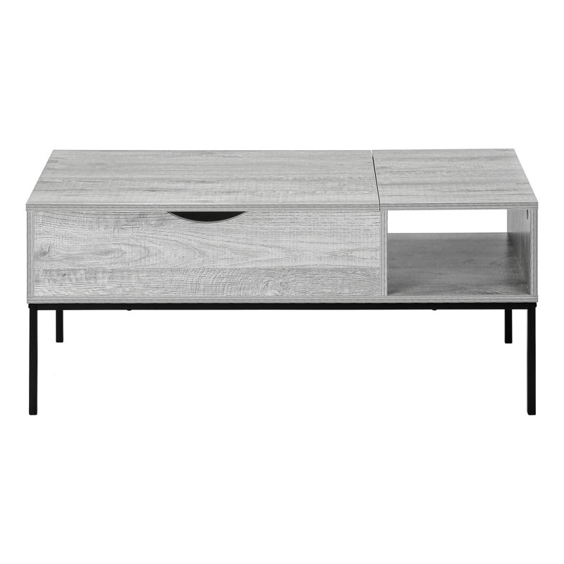 Table basse rectangulaire à plateau relevable, l 42 po x P 20 po x H 18 po, métal, panneau de particules, 1 pièce, table basse, gris