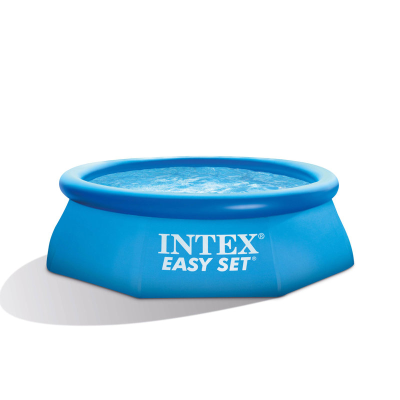 Plastic Oval Inflatable Pool 30'' H x 96'' W x 96'' L , with Pump Included