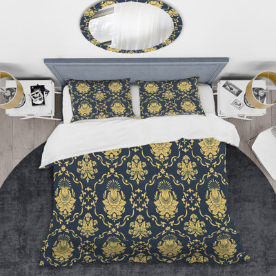 Yellow Damask Damask Duvet Cover