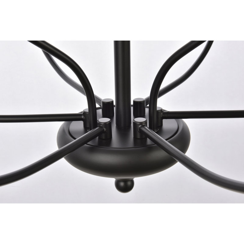 Kirtland Unique Geometric Pendant, 9 Lights, 24.8" H x 28" W x 28" D, Black