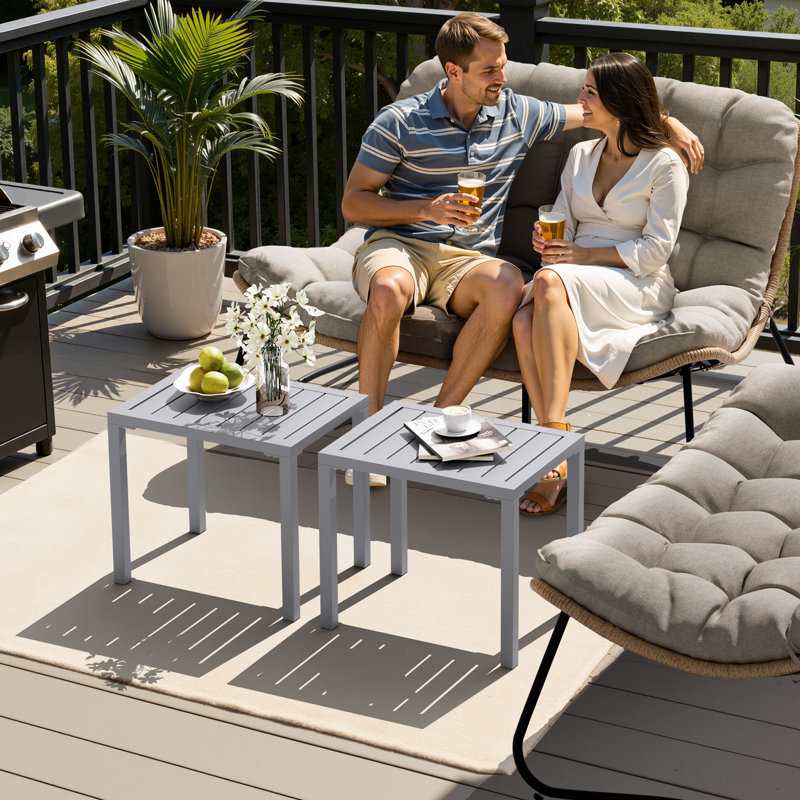 Aluminum Rectangular Side Table, Gray
