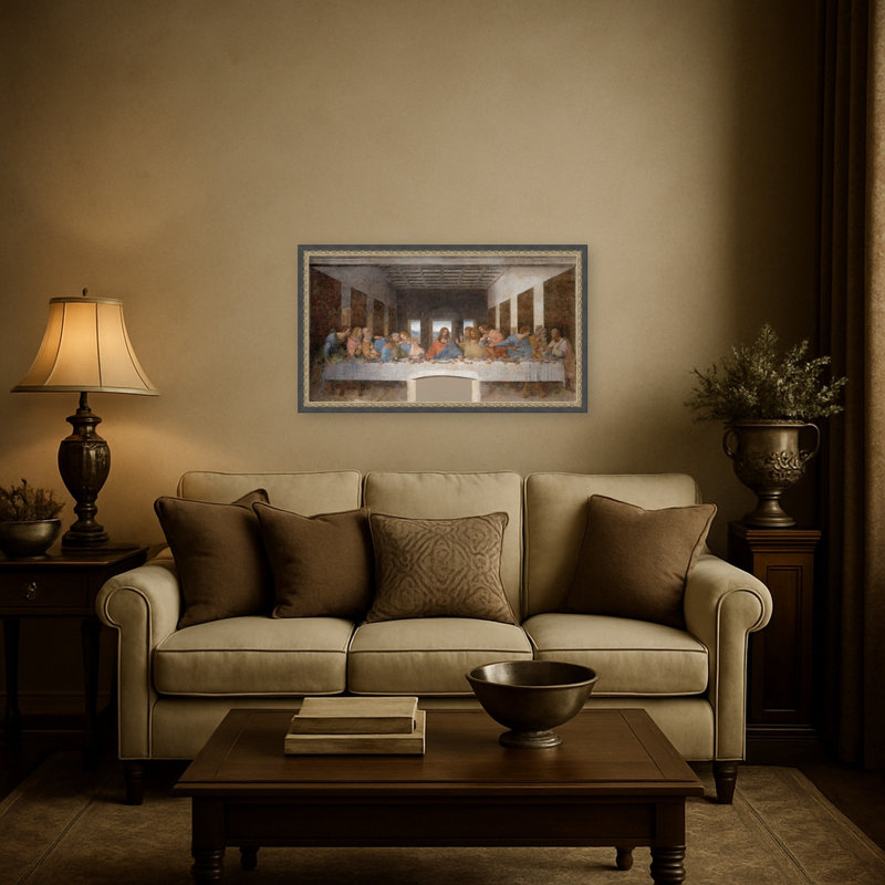 «The Last Supper» par Leonardo Da Vinci, reproduction d'art sur toile encadrée, 15 x 25, Matinée bronze noir