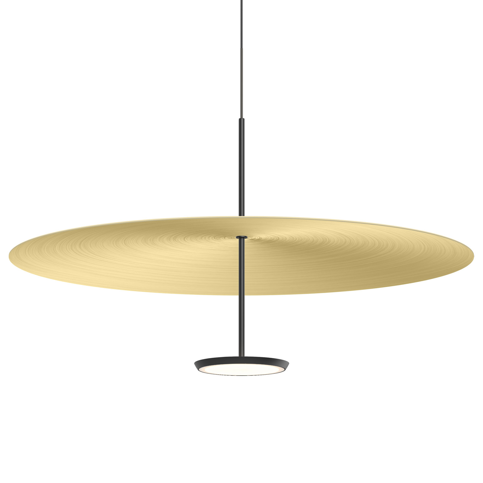 Sky Dome 1 - Light LED Pendant, 17.5" H x 32" W x 32" D, Brushed Brass, Matte Black
