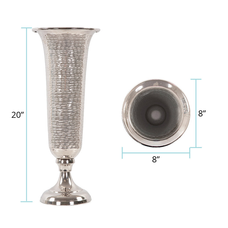 Torvi Handmade Aluminum Table Vase, Silver, 20" H x 8" W x 8" D